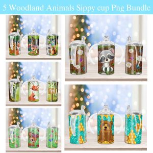 Woodland Animals Bundle Sippy Cup Sublimation Design