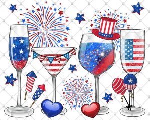 4th of July wine glasses png