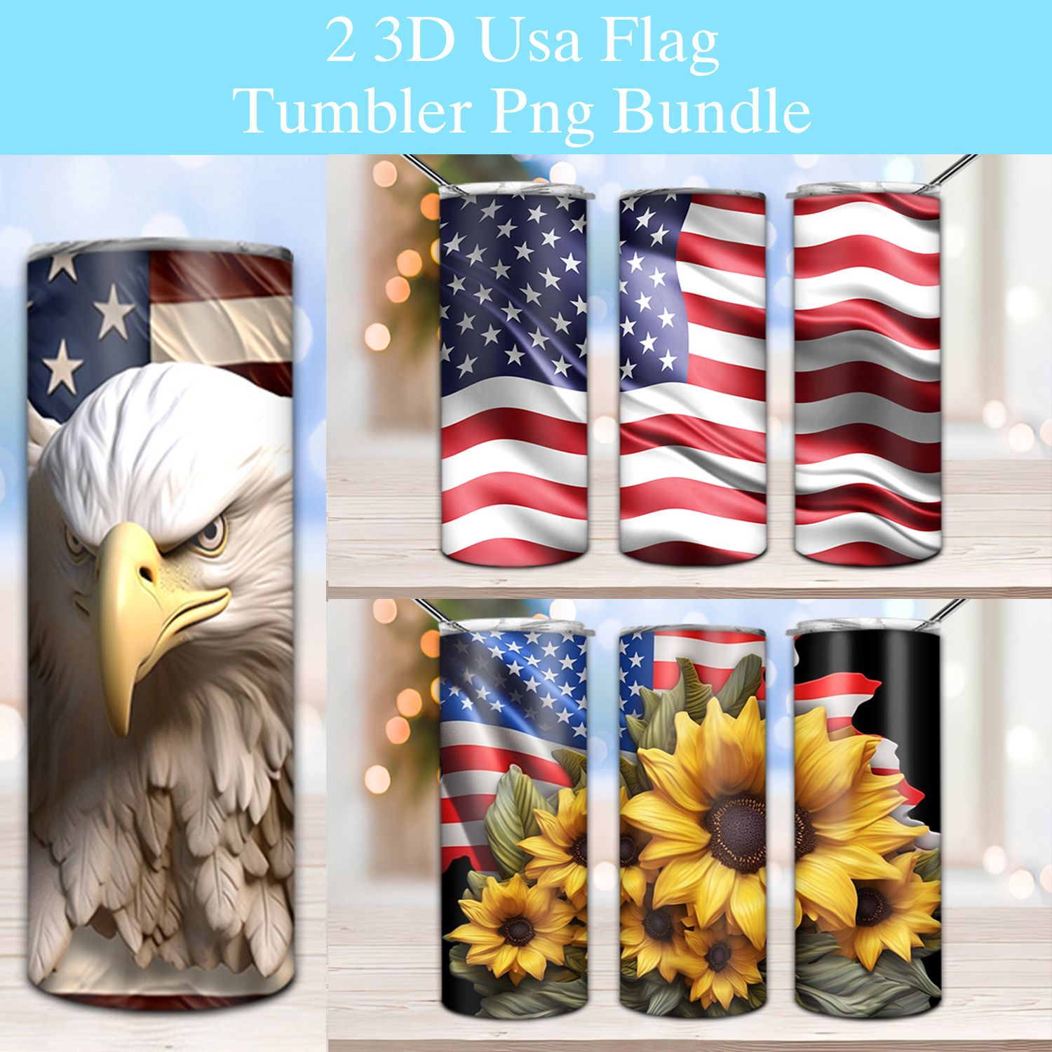 3D USA Flag 4th of July Tumbler PNG 3D USA Flag 4th of July Tumbler PNG