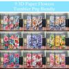 3D Paper Flowers Tumbler Png
