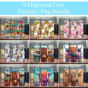 Highland Cow Bundle Tumbler PNG