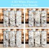 3D Clay Mold White Flowers Tumbler PNG