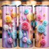 3D Colorful Dandelions Flowers Tumbler PNG