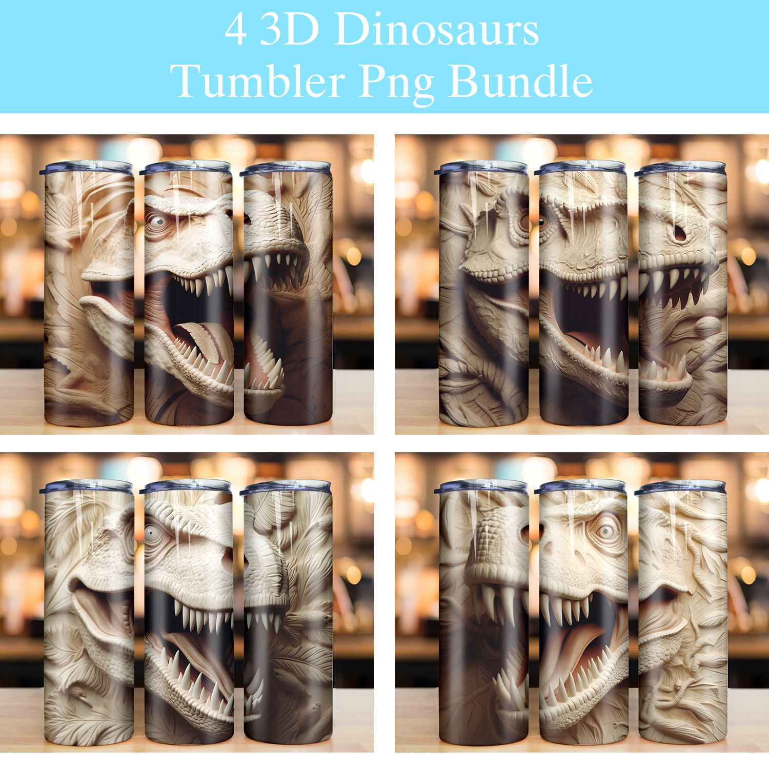 3D Dinosaur Trex Tumbler PNG 3D Dinosaur Trex Tumbler PNG