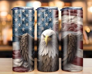 3D Eagle American Flag Tumbler PNG
