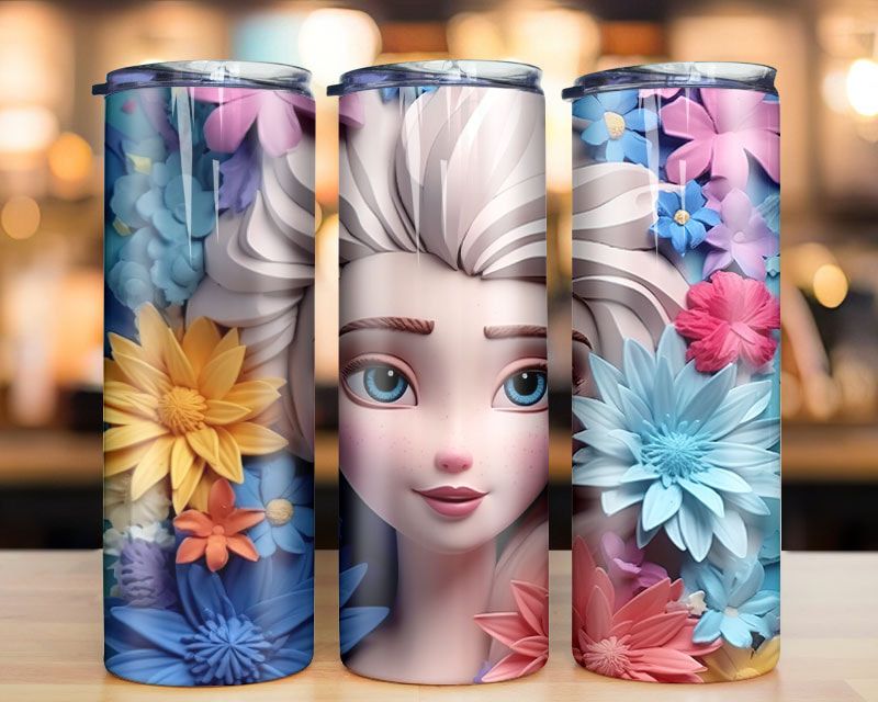 3D Elsa Frozen Flowers Tumbler PNG 3D Elsa Frozen Flowers Tumbler PNG