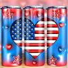 3D Inflated American Flag Heart Tumbler PNG