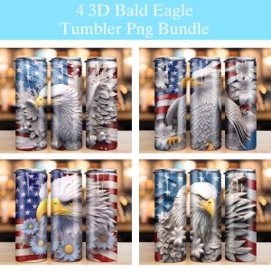 3D Patriotic Bald Eagle Tumbler PNG