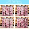 3D Pink Flowers Bee Honeycomb Tumbler PNG