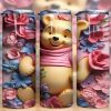 3D Pooh and Flowers Tumbler PNG