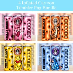 3D Puff Inflated Cartoon Pooh Tumbler PNG