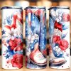 4th of July Red Blue American Flag Cowgirl Boots Tumbler PNG