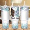 Blessed Mama Butterfly Teal Flowers 40 oz 2 piece Tumbler Wrap