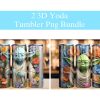 Bundle 3D Yoda with Flowers Tumbler PNG