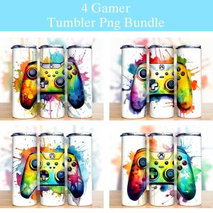 Colorful Gamer Controller Tumbler PNG