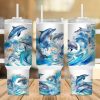 Dolphins Watercolor 40 oz 2 piece Tumbler Wrap