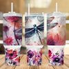 Dragonfly with Flowers 40 oz 2 piece Tumbler Wrap