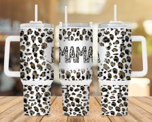 Mama Leopard 40 oz 2 piece Tumbler Wrap