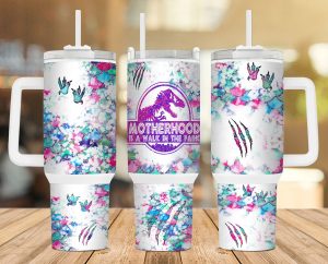 Motherhood Dinosaur Glitter 40 oz 2 piece Tumbler Wrap