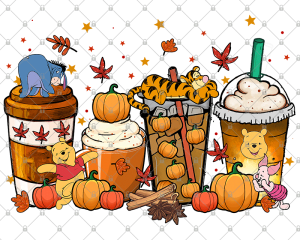 Pooh Fall Coffee Lattes Png