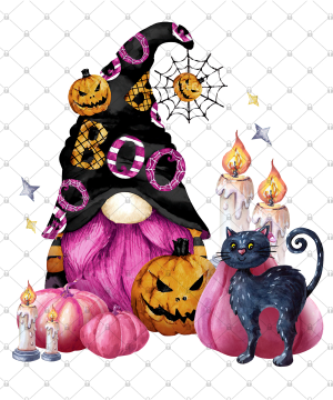 Halloween gnome PNG, Pink Halloween gnome Png