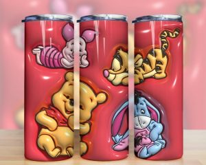 3D Inflated Cartoon Characters Pooh Tumbler PNG