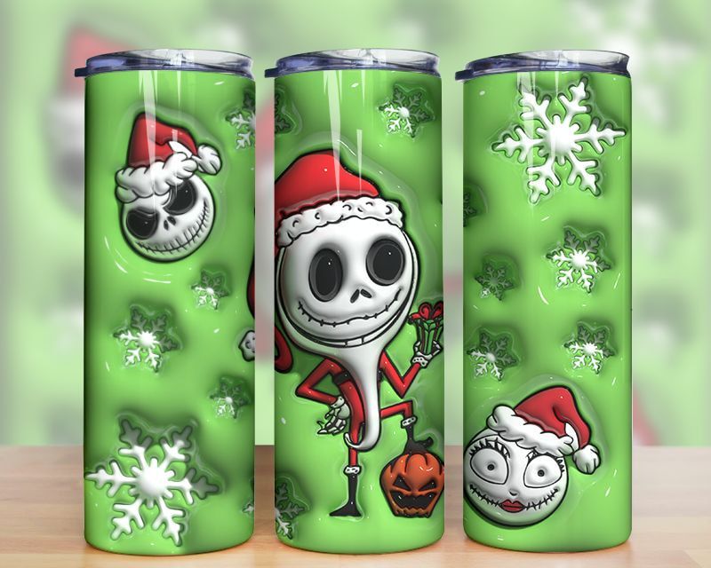 3D Inflated Cartoon Jack Christmas Tumbler PNG 3D Inflated Cartoon Jack Christmas Tumbler PNG