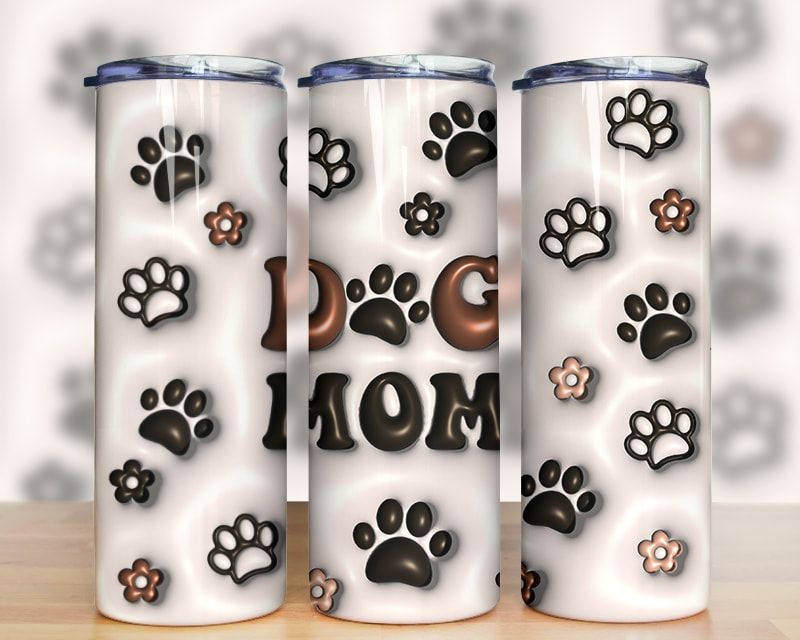 3D Inflated Dog Mom Tumbler PNG 3D Inflated Dog Mom Tumbler PNG