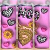3D Inflated Highland Cow Tumbler PNG
