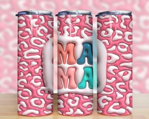 3D Inflated Mama Leopard Tumbler PNG