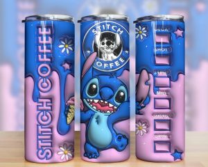 3D Inflated Stitch Coffee Tumbler PNG