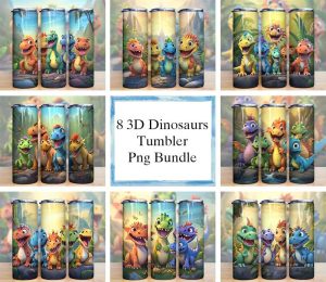 3D T-rex Dinosaurs Tumbler PNG