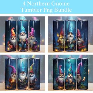 Northern Lights Gnomes Tumbler PNG