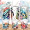 Sea Turtle Floral Beach Animals 40 oz 2 piece Tumbler Wrap