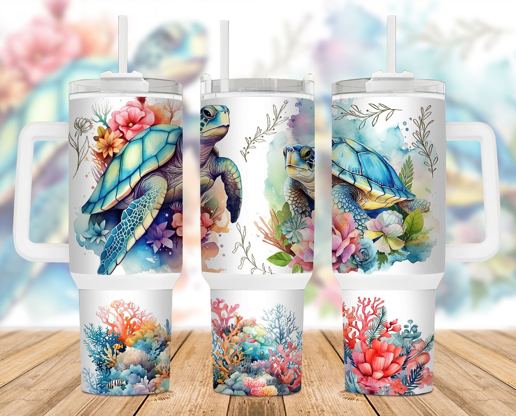 Sea Turtle Floral Beach Animals 40 oz 2 piece Tumbler Wrap Sea Turtle Floral Beach Animals 40 oz 2 piece Tumbler Wrap