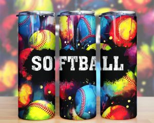 Softball Colorful Tumbler PNG