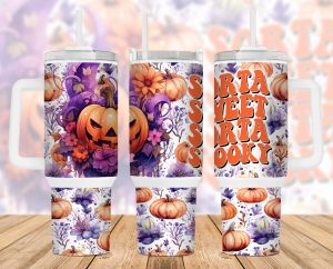 Sorta Spooky Halloween Pumpkin 40 oz 2 piece Tumbler Wrap