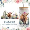 Western Highland Cow Desert 16 oz Glass Can PNG File