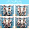 3D Baby Elephant Flowers Tumbler PNG