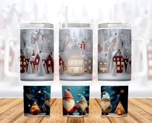 3D Christmas Scene 40 oz 2 piece Tumbler Wrap
