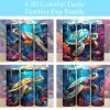 3D Colorful Sea Turtle Tumbler PNG