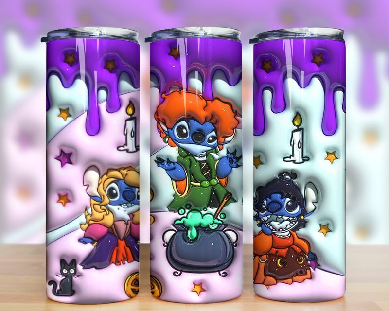 3D Inflated Cartoon Halloween Stitch Hocus Tumbler PNG 3D Inflated Cartoon Halloween Stitch Hocus Tumbler PNG