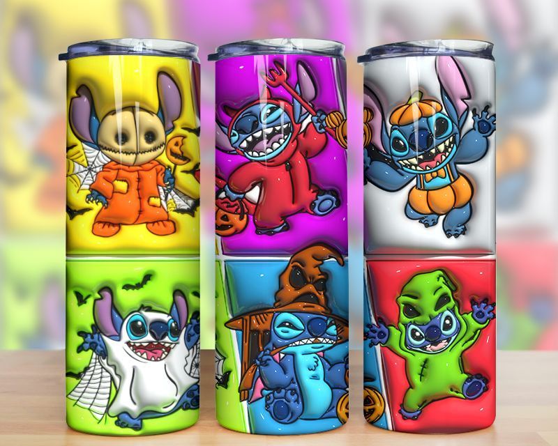 3D Inflated Cartoon Halloween Stitch Tumbler PNG 3D Inflated Cartoon Halloween Stitch Tumbler PNG