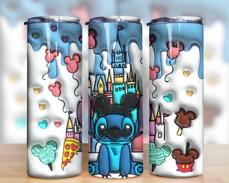 3D Inflated Cartoon Stitch Magic Castle Tumbler PNG 3D Inflated Cartoon Stitch Magic Castle Tumbler PNG