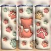 3D Inflated Cat and Paws Tumbler PNG