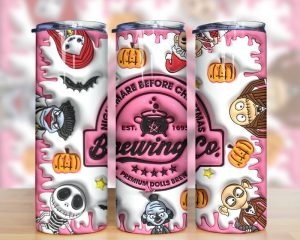 3D Inflated Halloween Nightmare Tumbler PNG