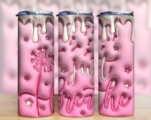 3D Inflated Just Breathe Tumbler PNG