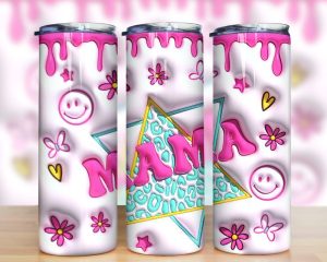 3D Inflated Retro Mama Pink Tumbler PNG