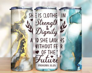 Bible Verse Agate Glitter Tumbler PNG