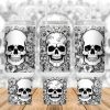 Black and White Skull Flowers 40 oz 2 piece Tumbler Wrap